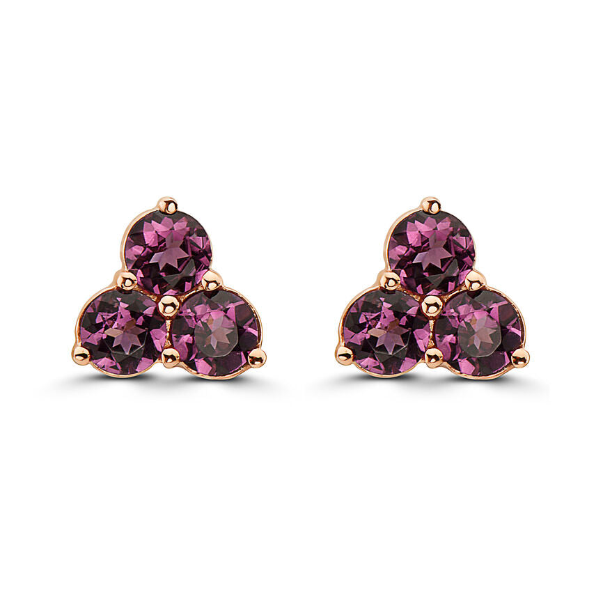 1 3/4 cts Red Rhodolite Garnet Earrings in 14K Rose Gold by Birthstone - BirthStone.com