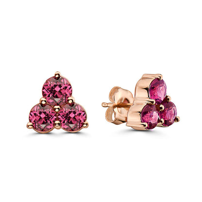 1 7/8 cts Red Rhodolite Garnet Earrings in 14K Rose Gold by Birthstone - BirthStone.com