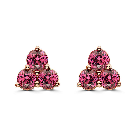 1 7/8 cts Red Rhodolite Garnet Earrings in 14K Rose Gold by Birthstone - BirthStone.com