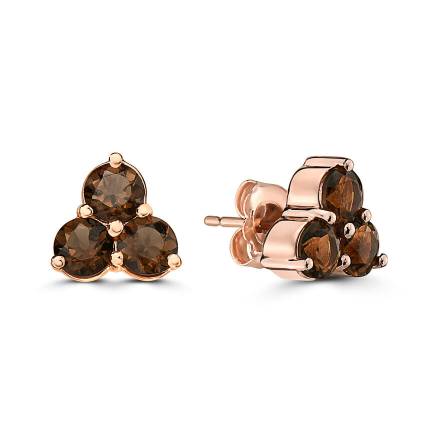 1 3/8 cts Brown Smoky Quartz Earrings in 14K Rose Gold by Birthstone - BirthStone.com