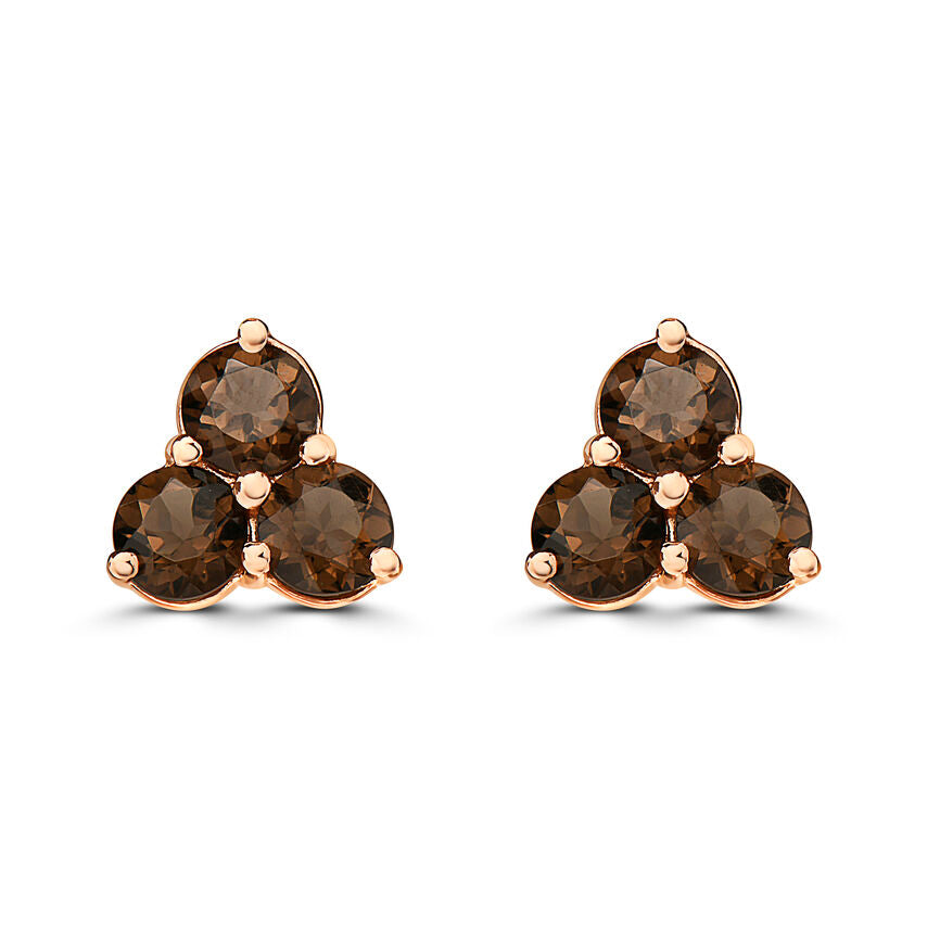 1 3/8 cts Brown Smoky Quartz Earrings in 14K Rose Gold by Birthstone - BirthStone.com