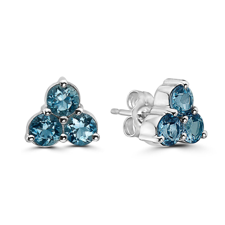 1 1/4 cts Blue Aquamarine Earrings in 14K White Gold by Birthstone - BirthStone.com