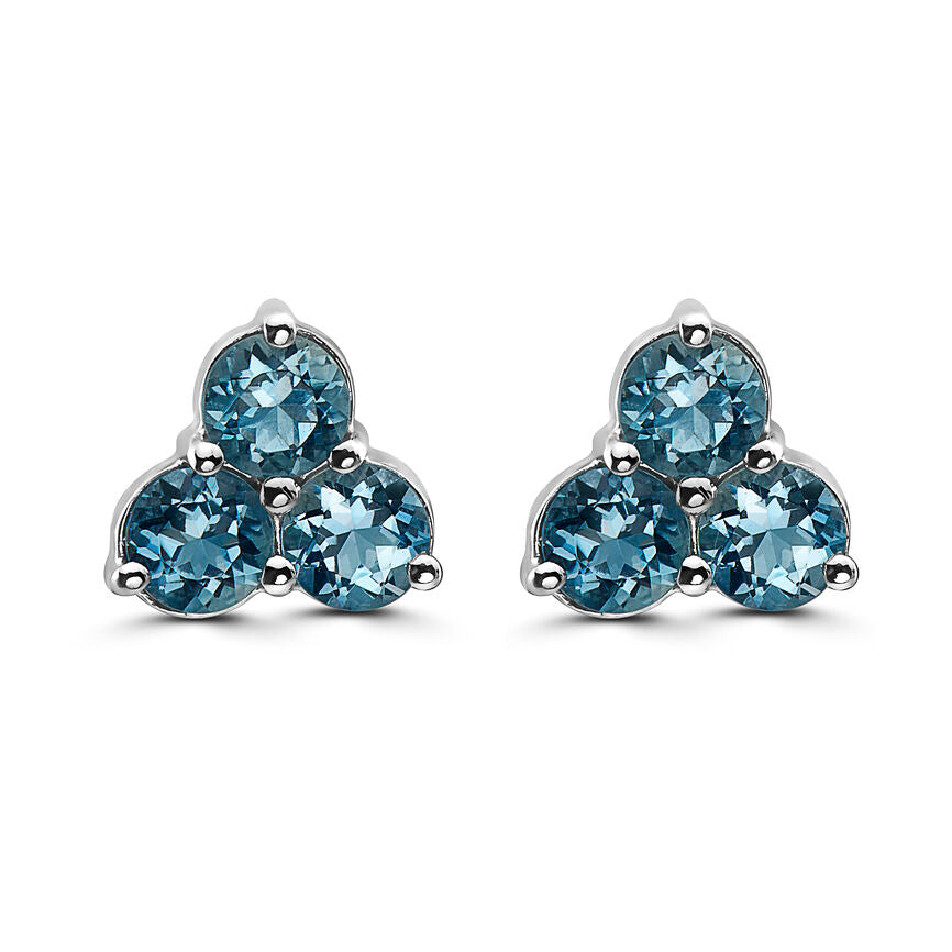 1 1/4 cts Blue Aquamarine Earrings in 14K White Gold by Birthstone - BirthStone.com