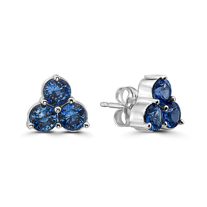 1 3/4 cts Blue Sapphire Earrings in 14K White Gold by Birthstone - BirthStone.com