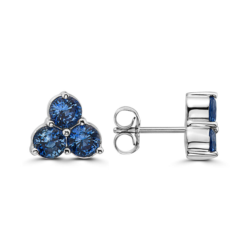 1 3/4 cts Blue Sapphire Earrings in 14K White Gold by Birthstone - BirthStone.com