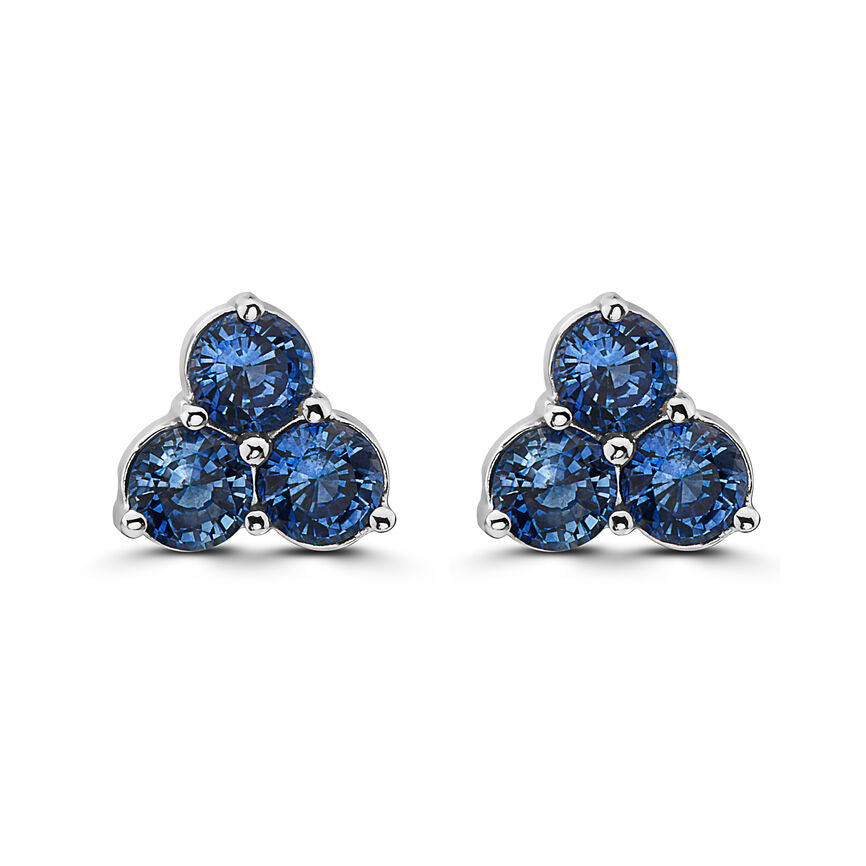 1 3/4 cts Blue Sapphire Earrings in 14K White Gold by Birthstone - BirthStone.com