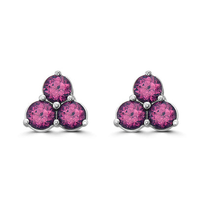 1 7/8 cts Red Rhodolite Garnet Earrings in 14K White Gold by Birthstone - BirthStone.com