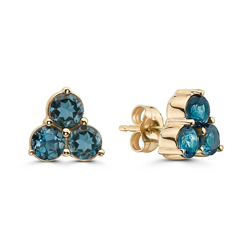 2 cts Blue London Blue Topaz Earrings in 14K Yellow Gold by Birthstone - BirthStone.com