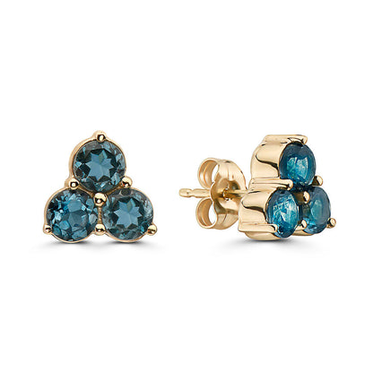 2 cts Blue London Blue Topaz Earrings in 14K Yellow Gold by Birthstone - BirthStone.com