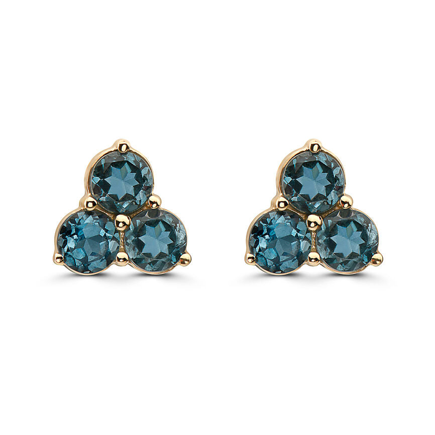 2 cts Blue London Blue Topaz Earrings in 14K Yellow Gold by Birthstone - BirthStone.com