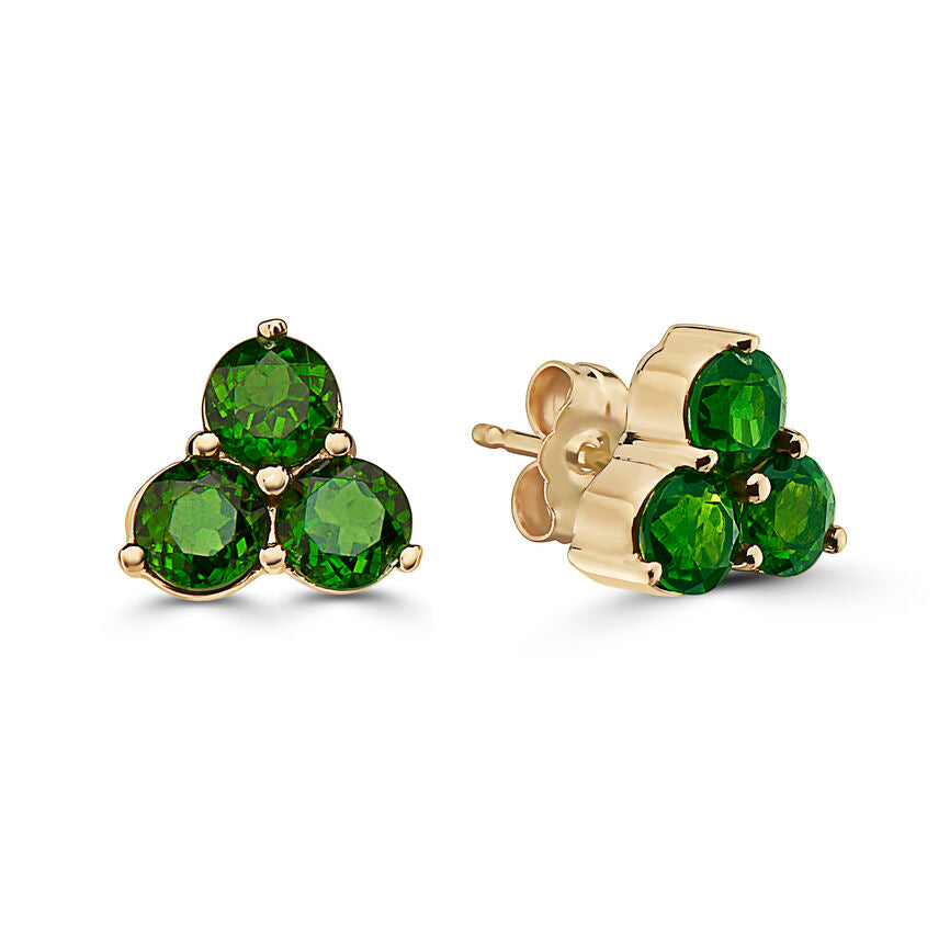 1 7/8 cts Green Chrom Diopside Earrings in 14K Yellow Gold by Birthstone - BirthStone.com