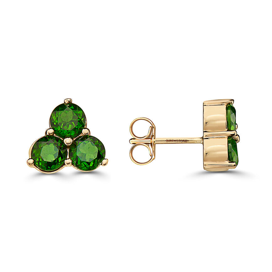 1 7/8 cts Green Chrom Diopside Earrings in 14K Yellow Gold by Birthstone - BirthStone.com