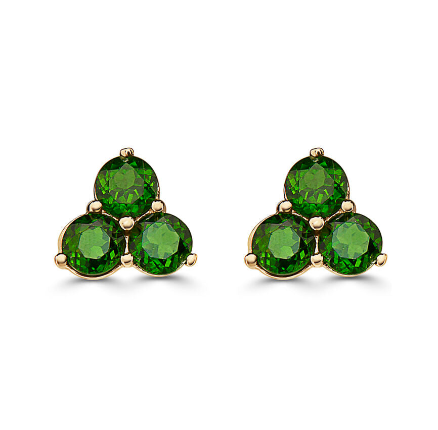 1 7/8 cts Green Chrom Diopside Earrings in 14K Yellow Gold by Birthstone - BirthStone.com