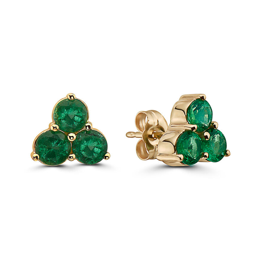 1 5/8 cts Green Emerald Earrings in 14K Yellow Gold by Birthstone - BirthStone.com