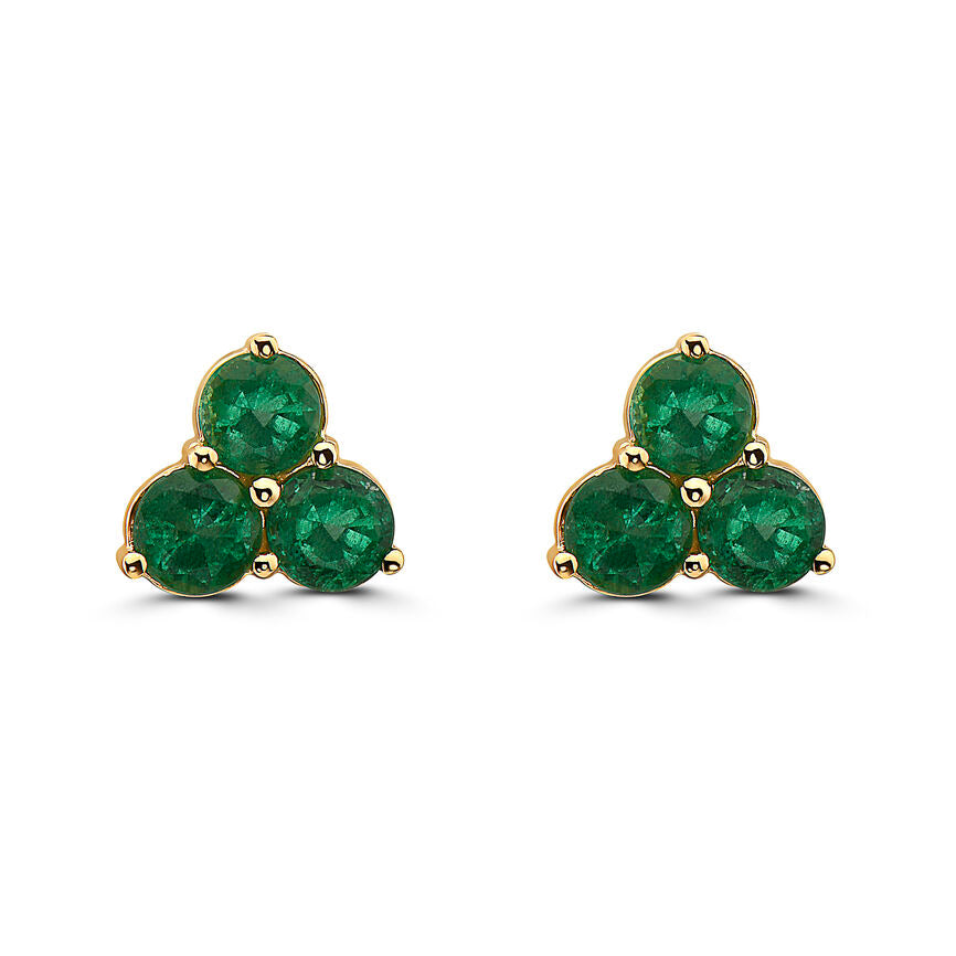 1 5/8 cts Green Emerald Earrings in 14K Yellow Gold by Birthstone - BirthStone.com