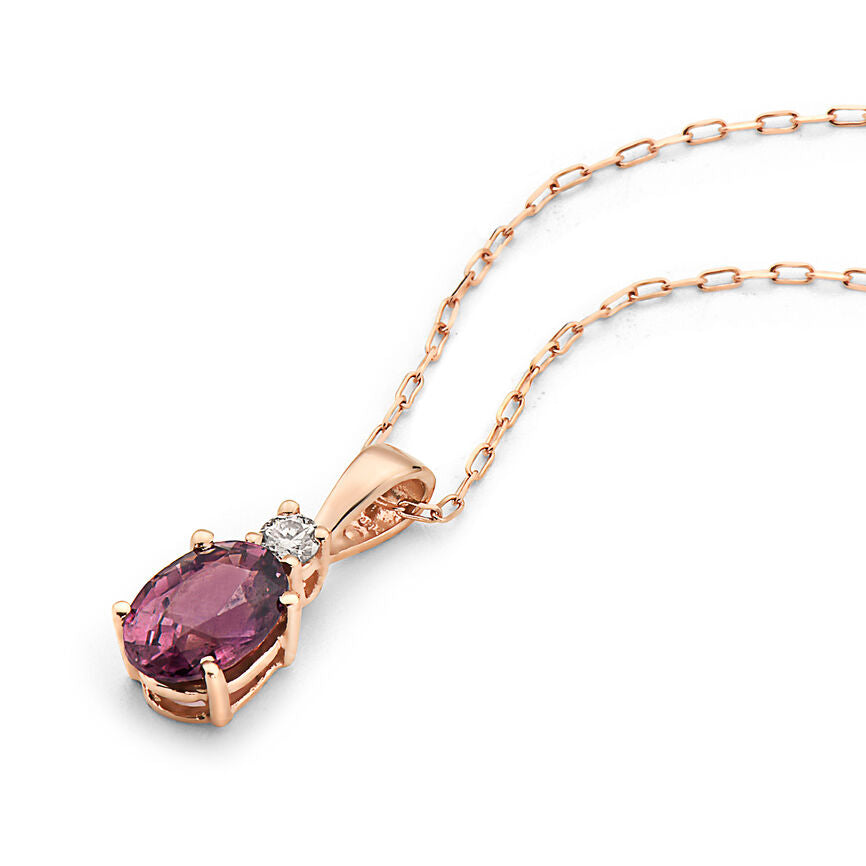 1/2 cts Purple Spinel and Diamond Necklace in 14K Rose Gold by Birthstone - BirthStone.com