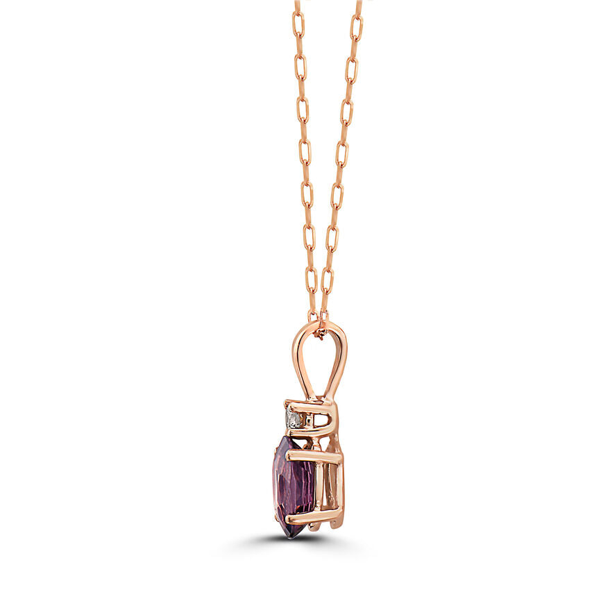 1/2 cts Purple Spinel and Diamond Necklace in 14K Rose Gold by Birthstone - BirthStone.com