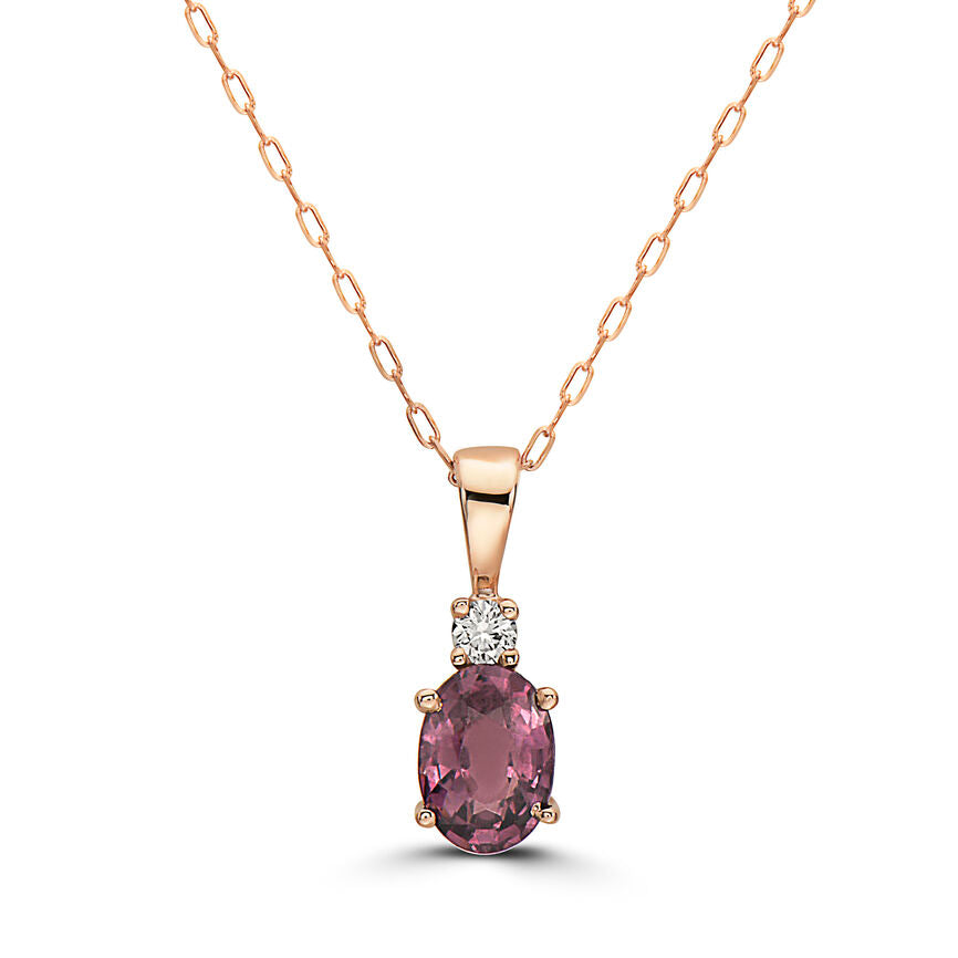 1/2 cts Purple Spinel and Diamond Necklace in 14K Rose Gold by Birthstone