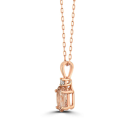 3/4 cts Pink Morganite and Diamond Necklace in 14K Rose Gold by Birthstone - BirthStone.com