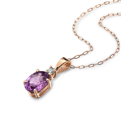 1 1/4 cts Pink Sapphire and Diamond Necklace in 14K Rose Gold by Birthstone - BirthStone.com