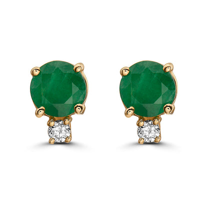 1 cts Green Emerald and Diamond Earrings in 14K Yellow Gold by Birthstone - BirthStone.com