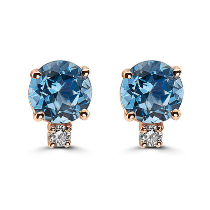 2 cts Blue Topaz and Diamond Earrings in 14K Rose Gold by Birthstone - BirthStone.com