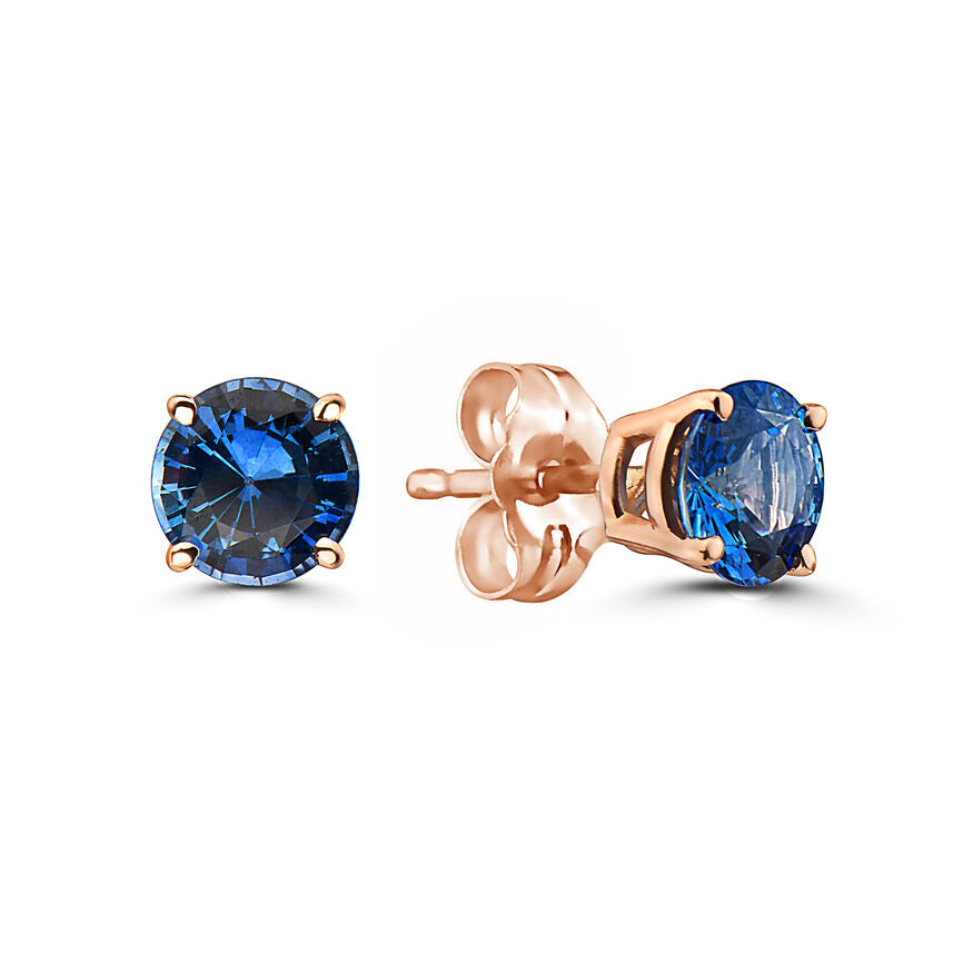 1 cts Blue Sapphire Earrings in 14K Rose Gold by Birthstone - BirthStone.com