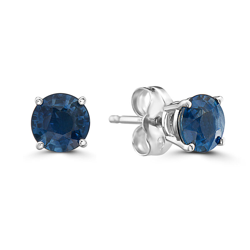 1 cts Blue Sapphire Earrings in 14K White Gold by Birthstone - BirthStone.com