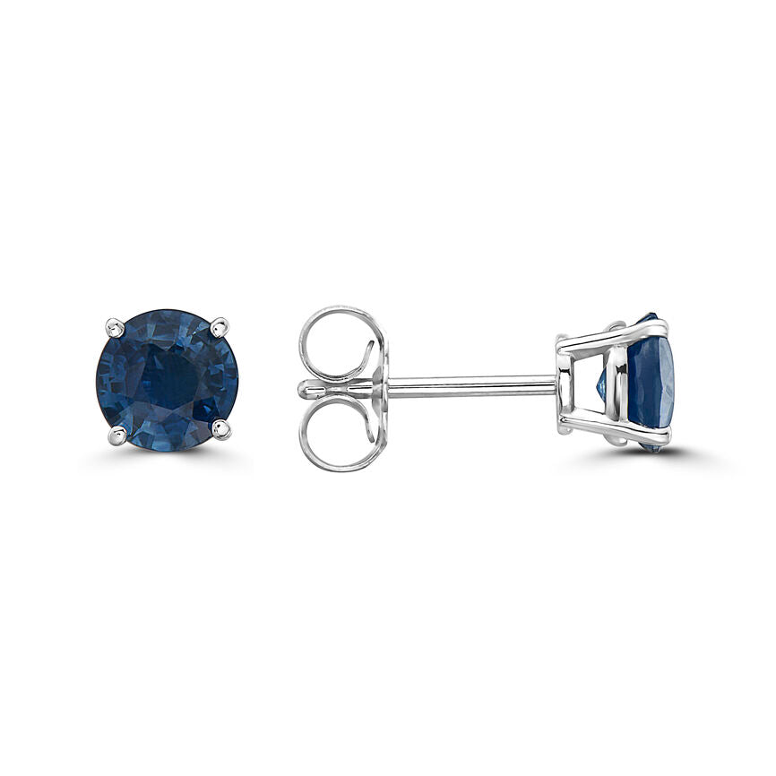 1 cts Blue Sapphire Earrings in 14K White Gold by Birthstone - BirthStone.com