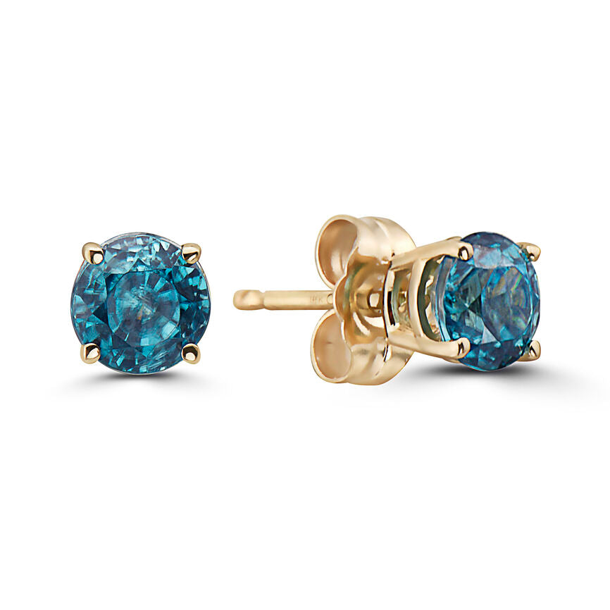 1 5/8 cts Aqua Zircon Earrings in 14K Yellow Gold by Birthstone - BirthStone.com