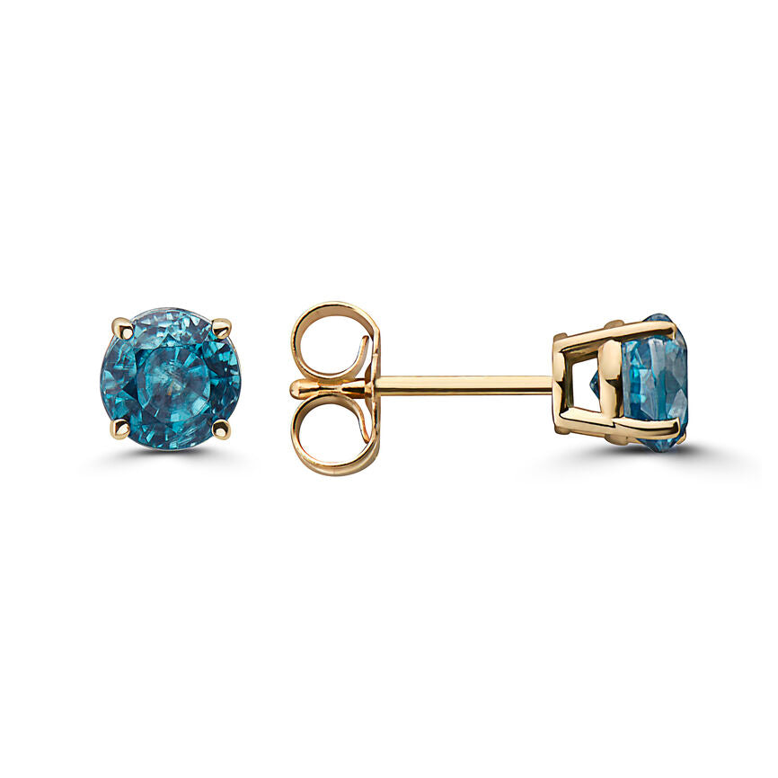 1 5/8 cts Aqua Zircon Earrings in 14K Yellow Gold by Birthstone - BirthStone.com