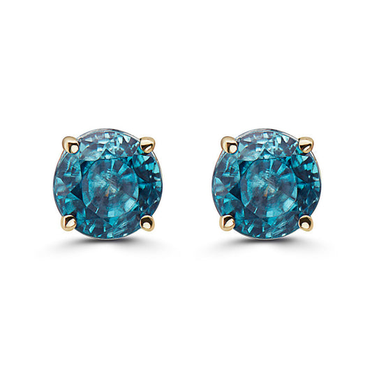 1 5/8 cts Aqua Zircon Earrings in 14K Yellow Gold by Birthstone - BirthStone.com