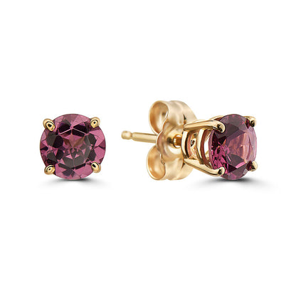 1 cts Red Rhodolite Garnet Earrings in 14K Yellow Gold by Birthstone - BirthStone.com