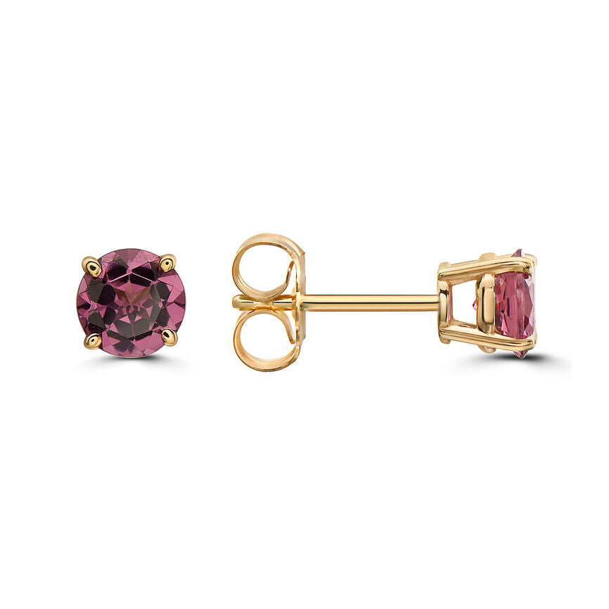 1 cts Red Rhodolite Garnet Earrings in 14K Yellow Gold by Birthstone - BirthStone.com