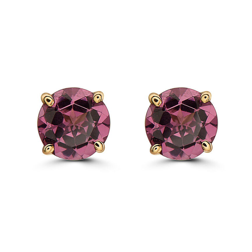 1 cts Red Rhodolite Garnet Earrings in 14K Yellow Gold by Birthstone - BirthStone.com