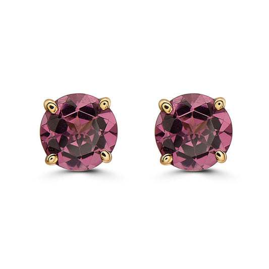 1 cts Red Rhodolite Garnet Earrings in 14K Yellow Gold by Birthstone - BirthStone.com