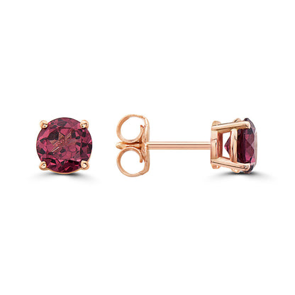 1 1/3 cts Red Rhodolite Garnet Earrings in 14K Rose Gold by Birthstone - BirthStone.com