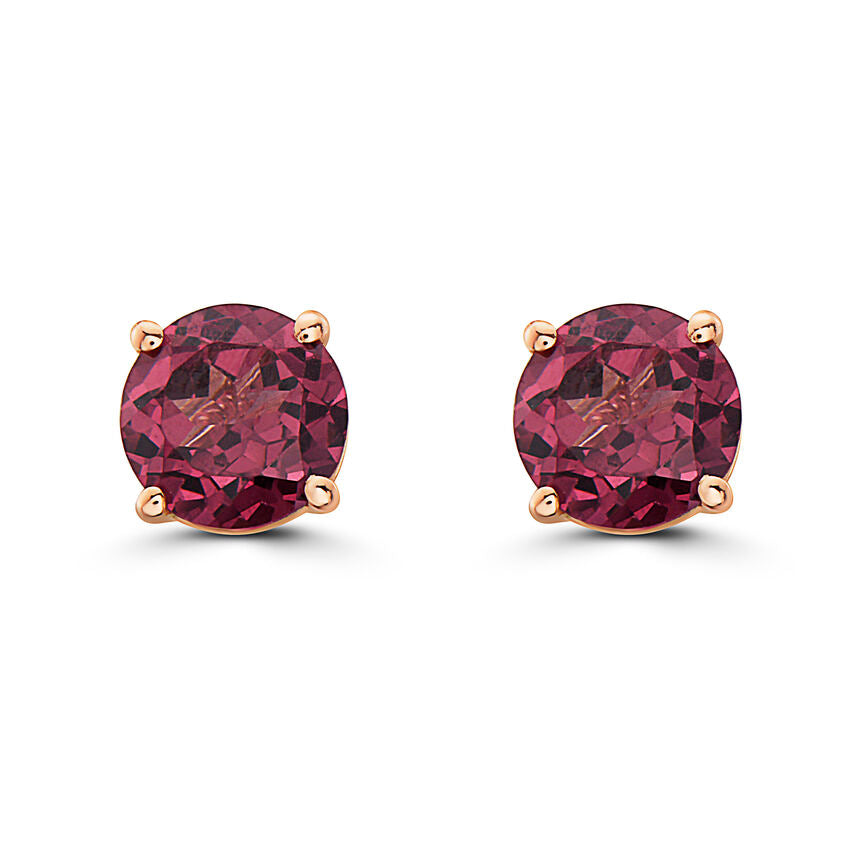 1 1/3 cts Red Rhodolite Garnet Earrings in 14K Rose Gold by Birthstone - BirthStone.com