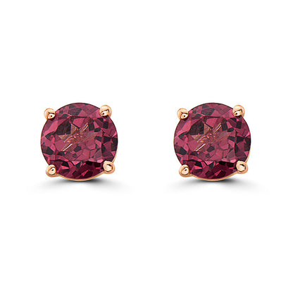 1 1/3 cts Red Rhodolite Garnet Earrings in 14K Rose Gold by Birthstone - BirthStone.com