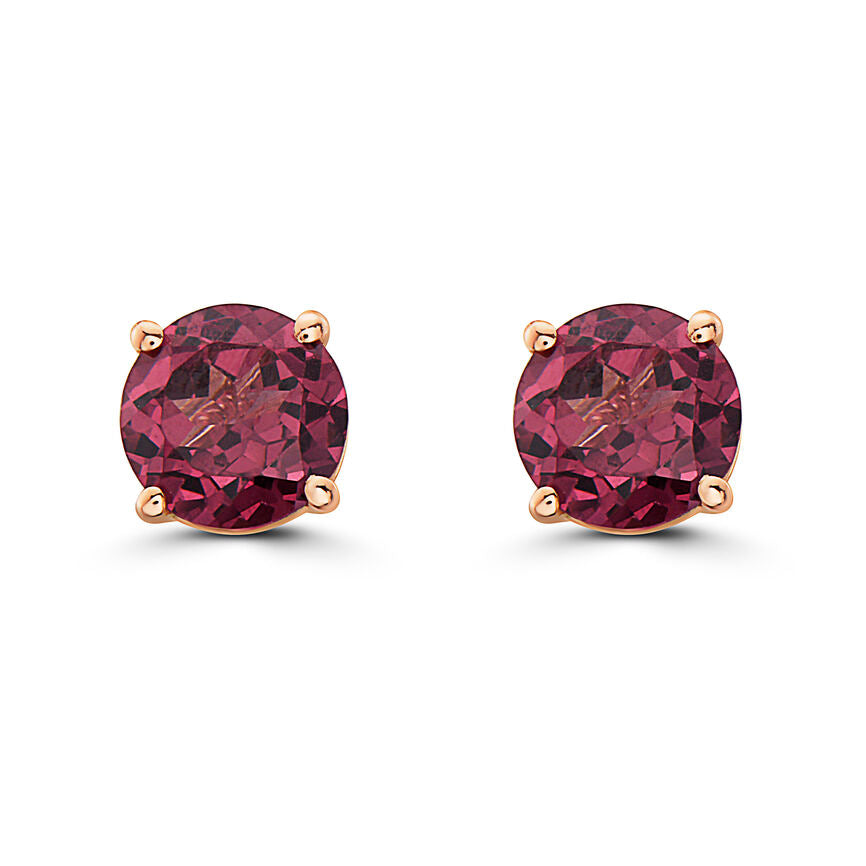 1 1/3 cts Red Rhodolite Garnet Earrings in 14K Rose Gold by Birthstone