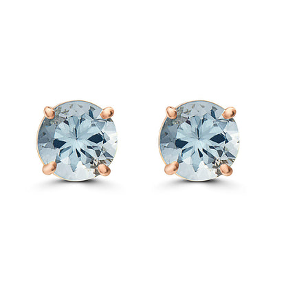 1 1/4 cts Blue Aquamarine Earrings in 14K Rose Gold by Birthstone - BirthStone.com