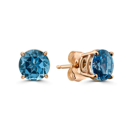 1 7/8 cts Blue Topaz Earrings in 14K Rose Gold by Birthstone - BirthStone.com