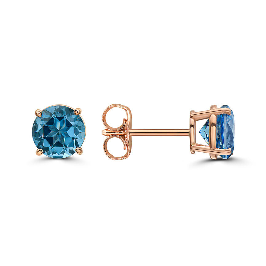 1 7/8 cts Blue Topaz Earrings in 14K Rose Gold by Birthstone - BirthStone.com