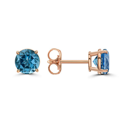 14K STRAWBERRY GOLD SIGNITY BLUE TOPAZ EARRINGS