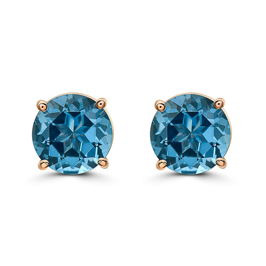 1 7/8 cts Blue Topaz Earrings in 14K Rose Gold by Birthstone - BirthStone.com