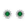 14K WHITE GOLD DIAMOND NEW EMERALD EARRINGS