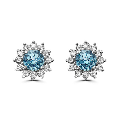 2 2/3 cts Blue Topaz and Diamond Earrings in 14K White Gold by Birthstone - BirthStone.com