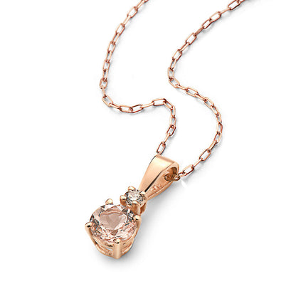 3/8 cts Pink Morganite and Diamond Necklace in 14K Rose Gold by Birthstone - BirthStone.com