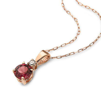 2/3 cts Red Rhodolite Garnet and Diamond Necklace in 14K Rose Gold by Birthstone - BirthStone.com