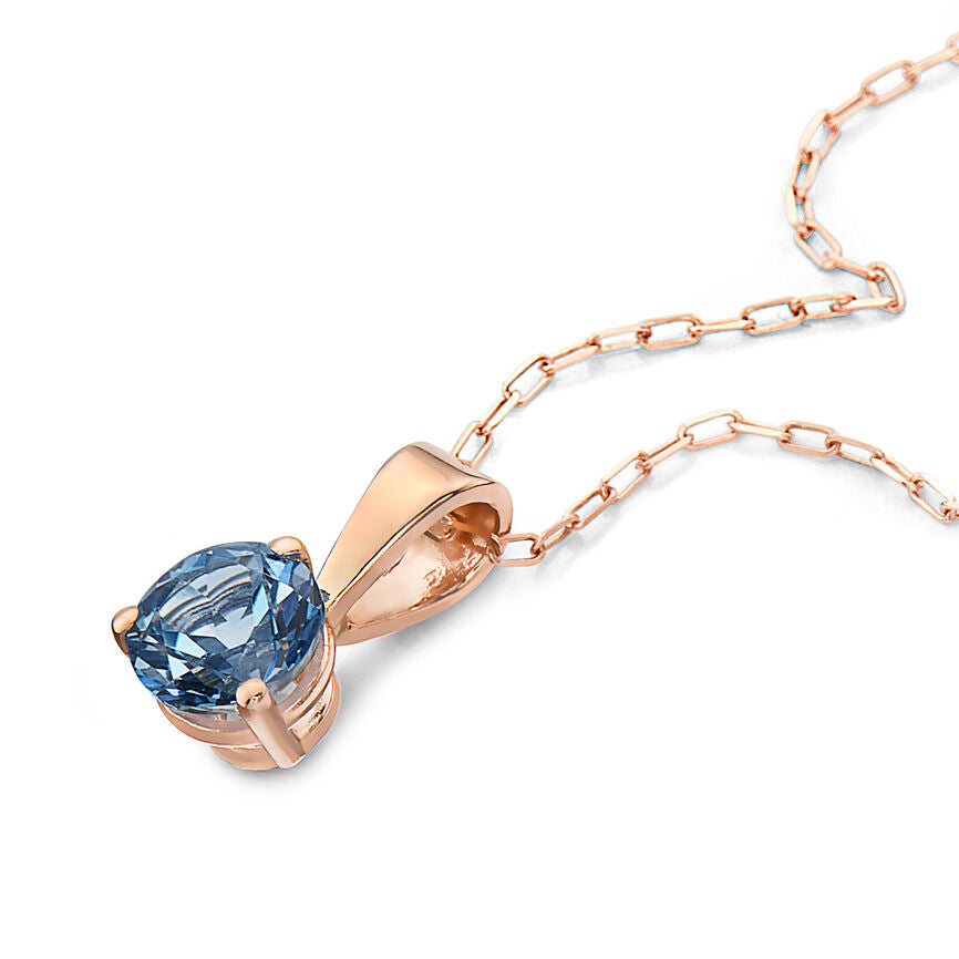 1/2 cts Blue Topaz Necklace in 14K Rose Gold by Birthstone - BirthStone.com